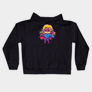 Cute Superhero Girl Cartoon Kids Hoodie